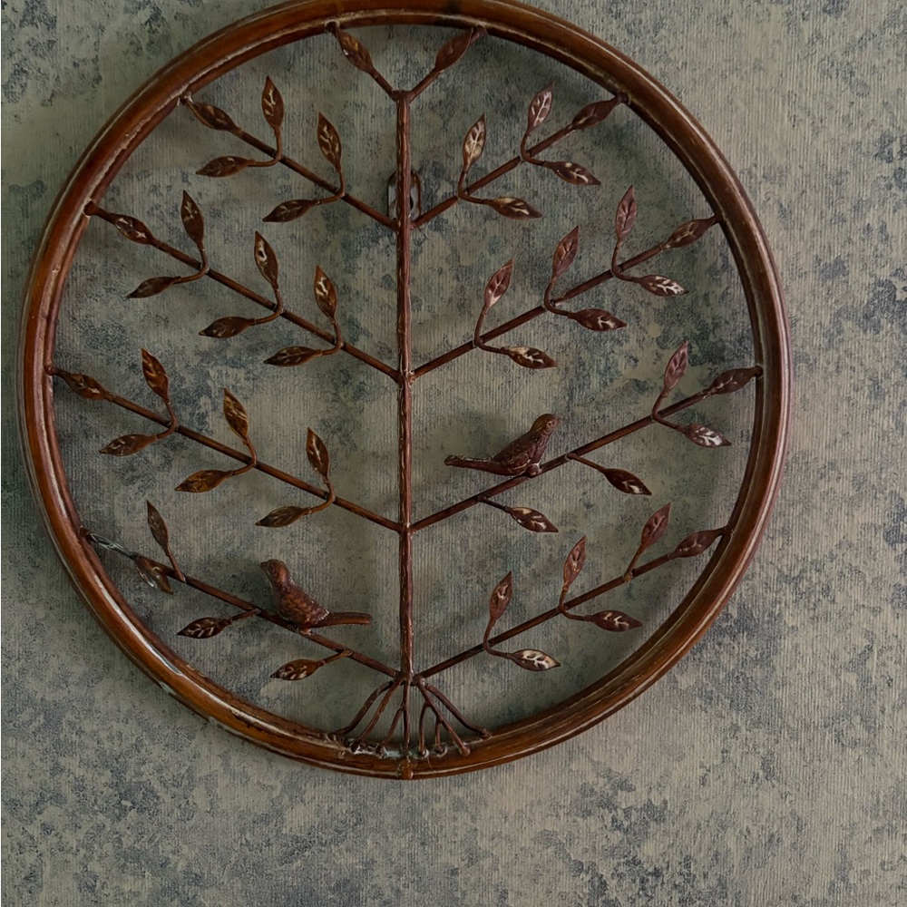 Rustic Brown Metal Wall Art with Birds